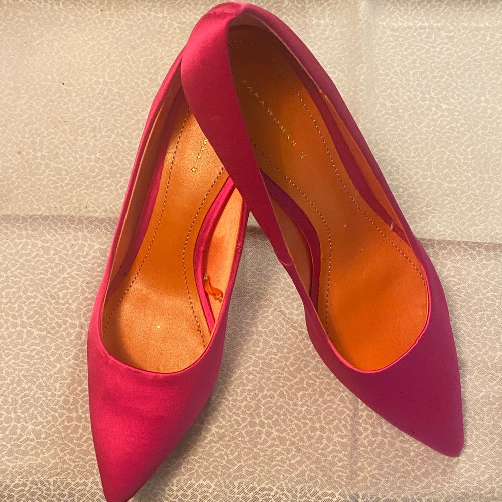 Zara Fuchsia Satin Heels